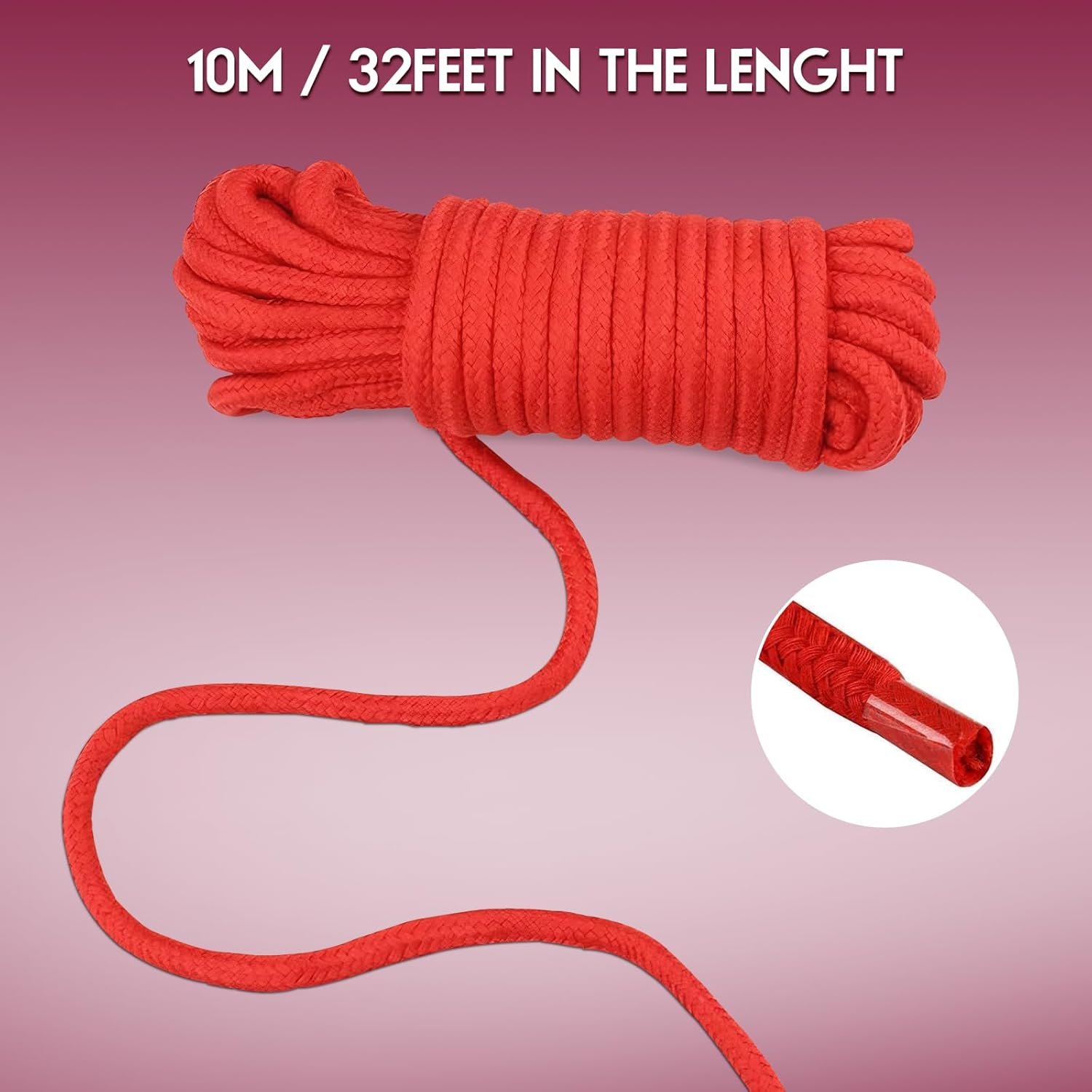 BDSM Bondage Rope Restraint Kit for Bedroom Adventures, 3pack 32 Feet/10m Soft Adult Sex Toy, Perfect for Beginners and Advanced Enthusiasts(Red) - Image 3