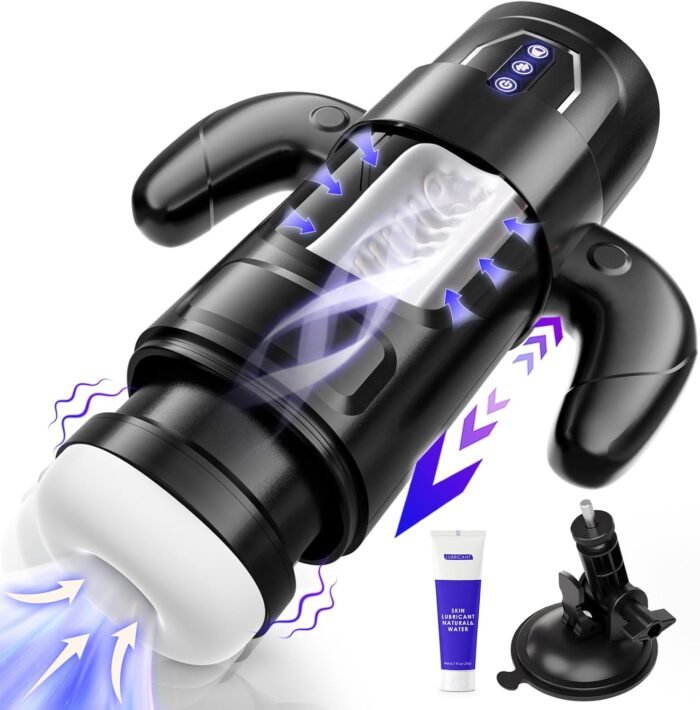 Cafatop Male Masturbator Sex Toys- Electric Men Sex Toys with 6 Thrusting & 3 Suction, Automatic Sucking Male Masturbation Cup with Handle, Penis Pump Pocket Pussy Stroker Vibrator for Adult Men
