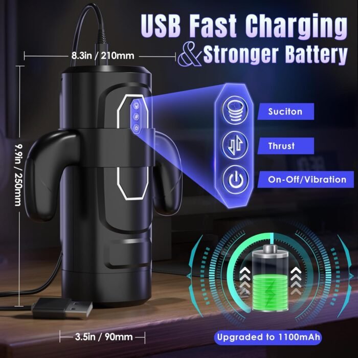 Cafatop Male Masturbator Sex Toys- Electric Men Sex Toys with 6 Thrusting & 3 Suction, Automatic Sucking Male Masturbation Cup with Handle, Penis Pump Pocket Pussy Stroker Vibrator for Adult Men - Image 6