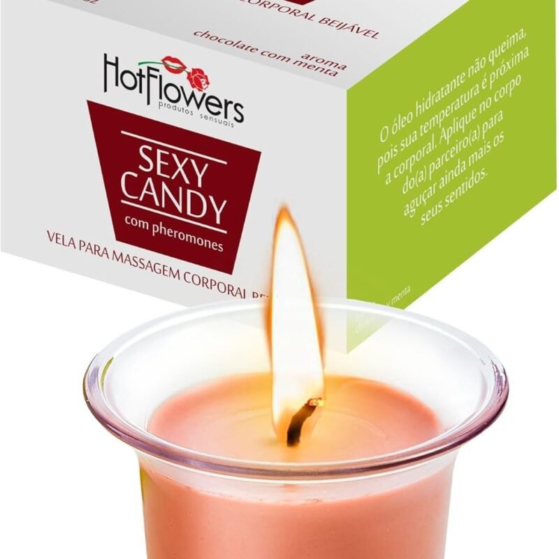 HOT Flowers Chocolate Body Massage Candle - Kissable with Pheromones - Coconut Oil Cocoa Butter Beeswax Made - Low Heat Temp, Skin Safe Moisturize - 40g (1)