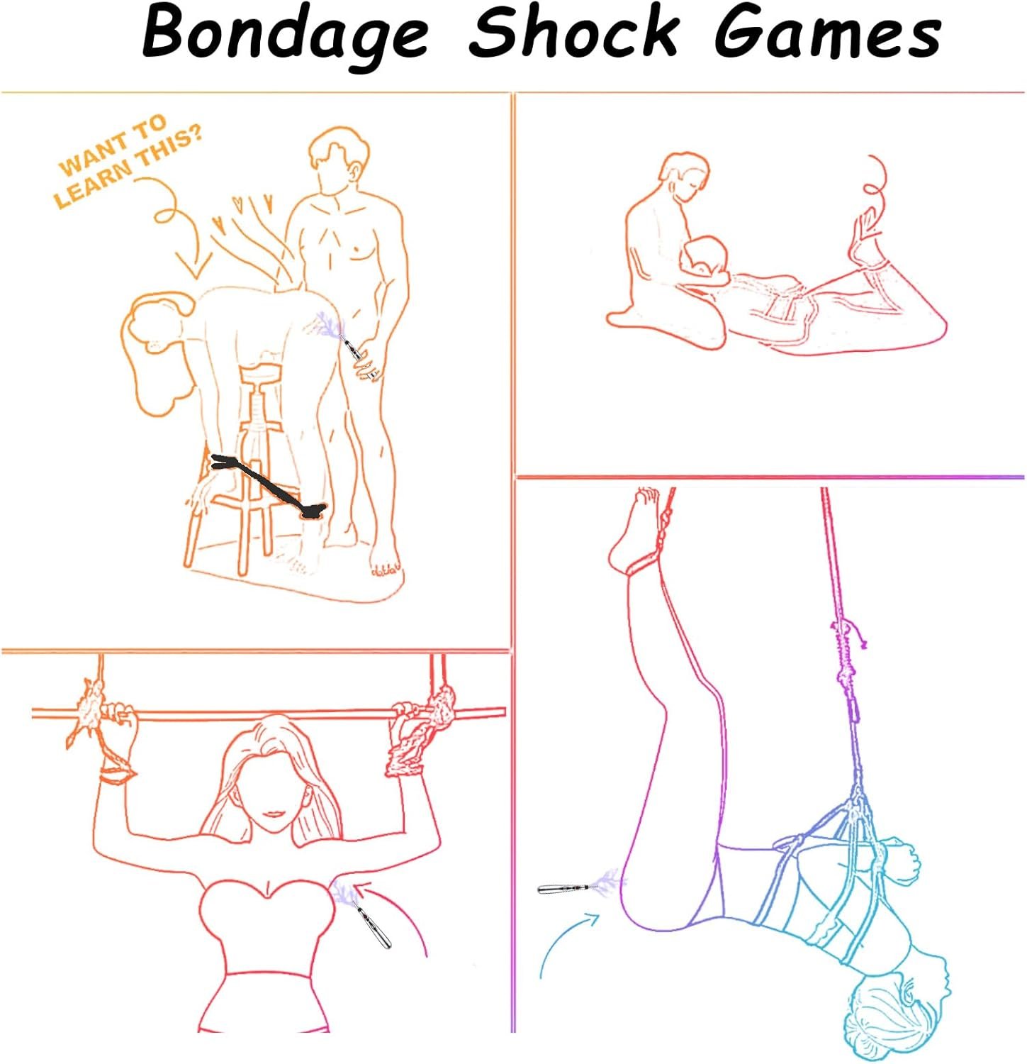 BDSM Rope Bondage Electric Shock Wand Kit with Rope 39.3 inch Restraint Gear for Couples Kinky, Estim Sex Products G spot Clitoris Labia Nipples Anal G spot SM Sex Games Estim for Men Women - Image 3