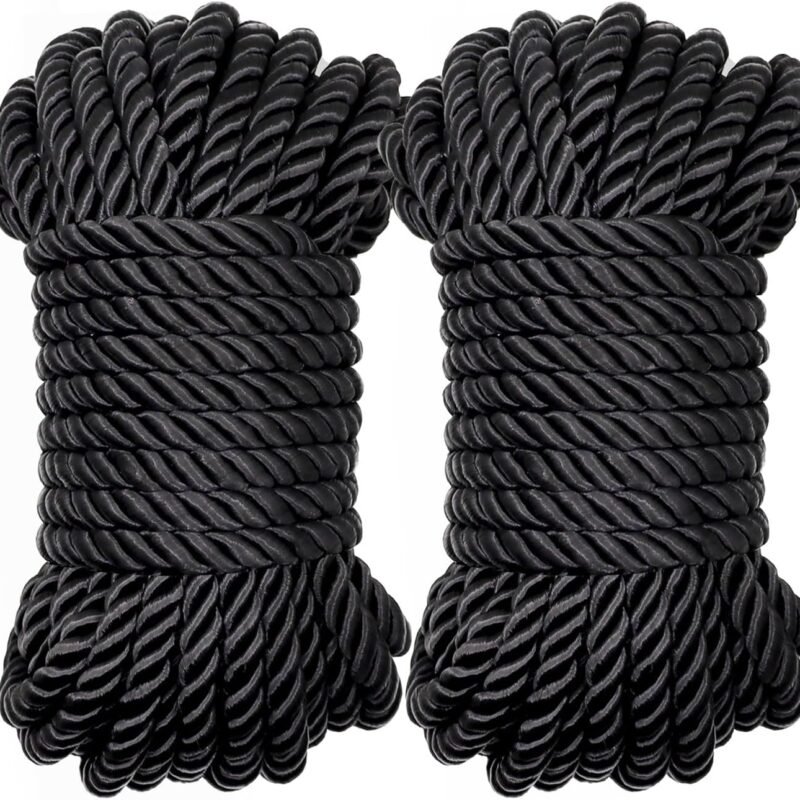 BDSM Shibari Bondage Sex Rope - BDSM Kit Adult Bondage Restraints Set Sex Toys for Women & couples, 32 Feet 8MM (2-Pack, Black)