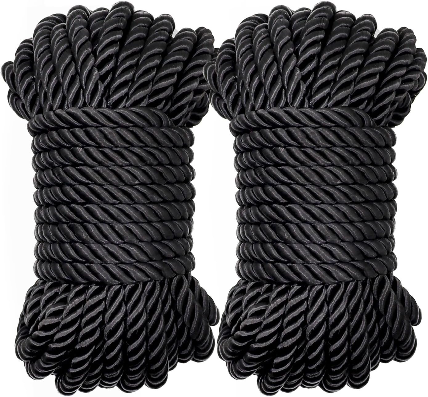 BDSM Shibari Bondage Sex Rope - BDSM Kit Adult Bondage Restraints Set Sex Toys for Women & couples, 32 Feet 8MM (2-Pack, Black)