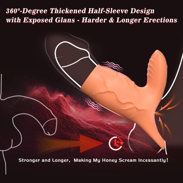 Vibrating Penis Sleeve Cock Ring with Clitoral Stimulator, Penis Ring Vibrator Extender for G Spot Stimulation, Couples Adult Sex Toys for Men Women, MHYNNR Girth Enhancer Sleeve Male Couple Sex Toy - Image 3