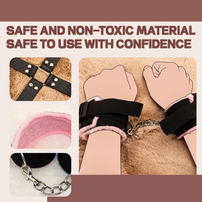 BDSM Sex Bondage Restraints Kit Toys Sex Things Accessories for Adults Couples Kinky Sex Tie Downs for Women Bed Straps Restraints Sex for Under King Mattress Queen Size Bed Adult Play Sweater - Image 3