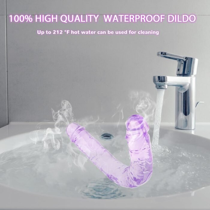 11.8 * 1.37 Inches Double Dildo Crystal Jelly Realistic Anal Long Dildo Penis Soft and Flexible with Veins and Glans Adult Sex Toys for Women/Men/Lesbian Purple - Image 5