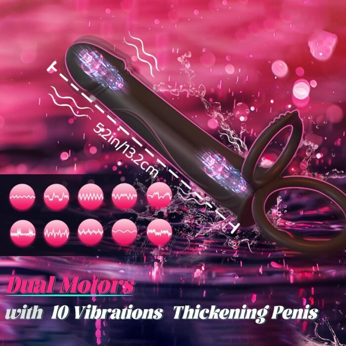 Anal Couples Male Adult Sex Toys - Strap On Anal Dildo with Vibrating Cock Ring, Vibrating Anal Butt Plug Penis Sleeve Vibrator Sex Toy 10 Vibrations, LNIIY Double Dildo for Men Couple Women Pleasures - Image 3