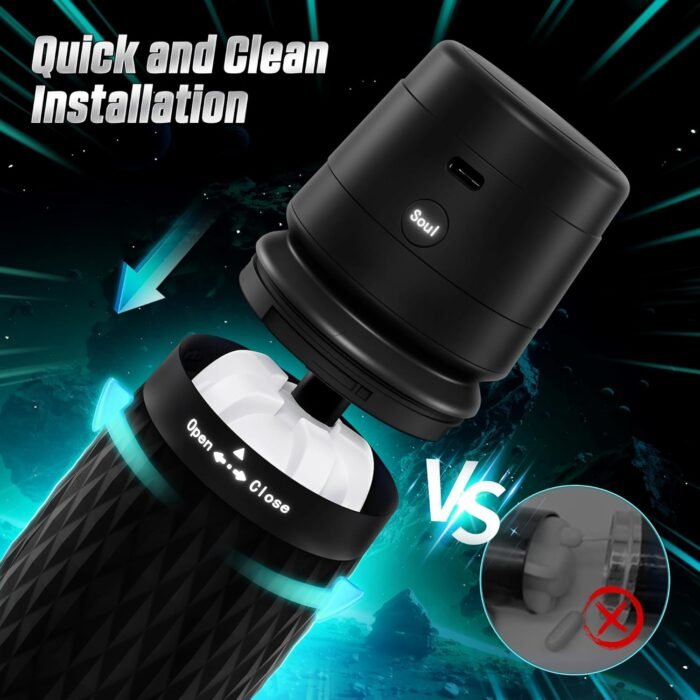 Male Masturbator Sex Toys for Men - Male Sex Toy Penis Pump with 3 Suctions & 4 Vibrations, Mens Hands Free Masturbators Blowjob Adult Toys with 3D Sleeve, Ergonomic Shell Male Stroker(Black) - Image 4