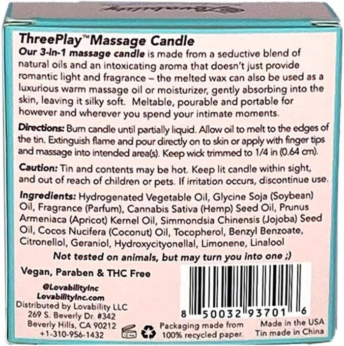 ThreePlay Massage Candle (2 Oz) | 3-in-1 Mood-Setting Candle, Massage Oil, and Moisturizer | Notes of Red Currant, Wild Honey & Warmed Oak | Natural Ingredients, OB/GYN-Approved, Vegan - Image 3