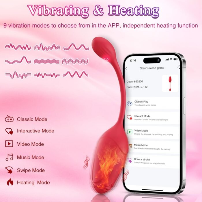APP Remote Control Vibrator Wearable Rose Sex Toy, Sex Toys for Couples with Countless Customizable Vibration Modes, Long Distance Vibrator G-spot Wearable Vibrator, Heatable Adult Toys for Women - Image 2