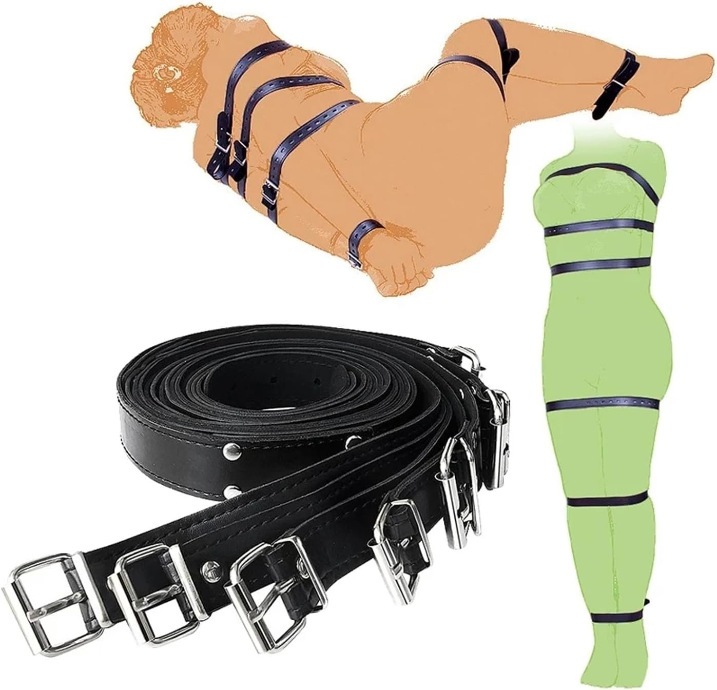 BDSM Toys Bondage Restraints Adult Sex Toys for Couples, 7Pcs Full Body Leather Bondage Set Sex Rope Adult Toys, SM Fetish BDSM Kit Sex Bondage Gear & Accessories, Sex Games Adult Sex Toys for Men - Image 2