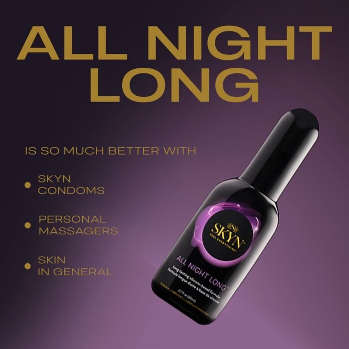 SKYN All Night Long Silicone-Based, Long Lasting Lube (2.7 oz) for Men, Women and Couples, Safe with Latex and Non-Latex Condoms - Image 6
