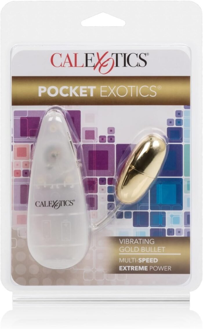 CalExotics Pocket Exotics Wired Bullet Vibrator - Sex Toys for Couples - Adult Vibe Egg Massager - Gold - Image 3