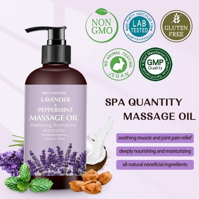 Lavender Massage Oil for Calming, Soothing and Relaxing Muscles Massage Oil for Massage Ideal Body Oil for Skin Moisturizing for Men and Women - Image 5