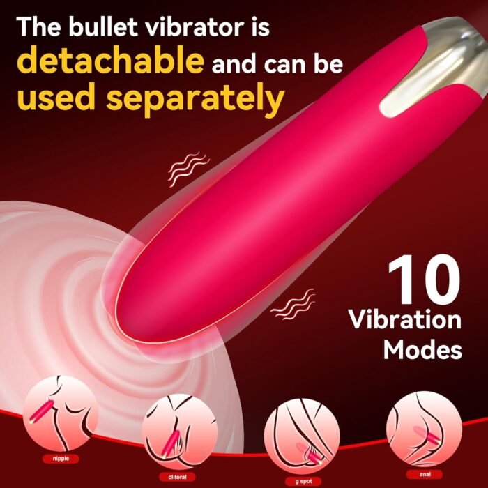 Vibrating Cock Ring with Mini Vibrator, Mikilnqilo Male Sex Toys Penis Vibrator Extender to Enlarge Sleeve Girth, Delay Ejaculation Erection, Rose Clitoral Stimulator for Couples Sex Toy, Red - Image 5