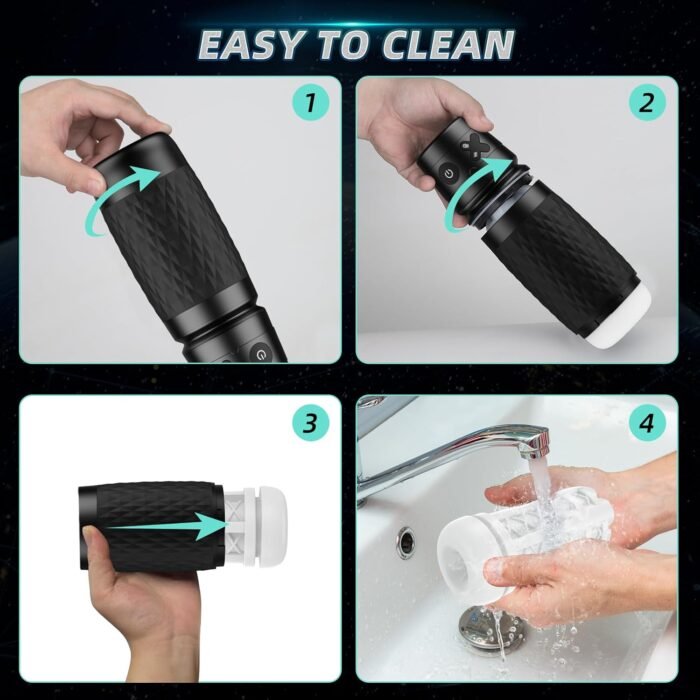 Male Masturbator Sex Toys for Men - Male Sex Toy Penis Pump with 3 Suctions & 4 Vibrations, Mens Hands Free Masturbators Blowjob Adult Toys with 3D Sleeve, Ergonomic Shell Male Stroker(Black) - Image 7
