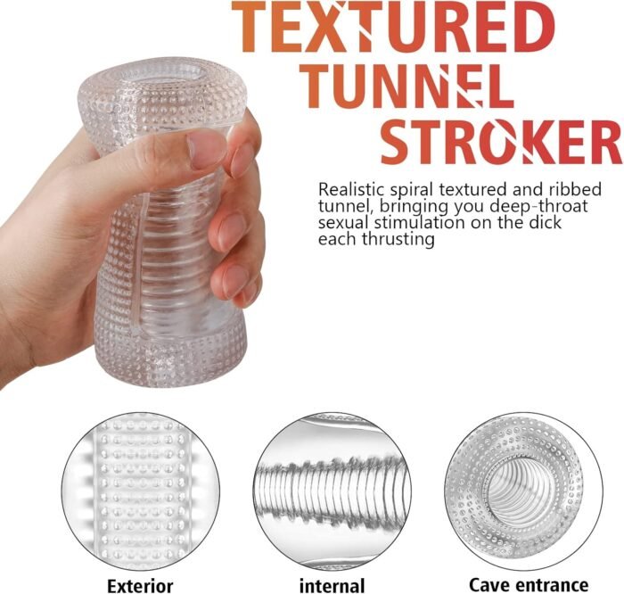 Male Masturbator Sex Toys for Men, Portable Pocket Pussy Stroker with Vagina Textured Blowjob Penis TPE Masturbation Sleeve for Males - Image 3