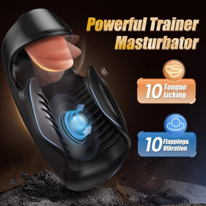 Male Sex Toys for Men - baiwatt Male Masturbator Penis Training Vibrator, 10 Tongue-Licking & Tapping & Vibrating Sex Toy Male Stroker Trainer, Mens Sex Machine Masturbators Adult Sex Toys & Game - Image 3