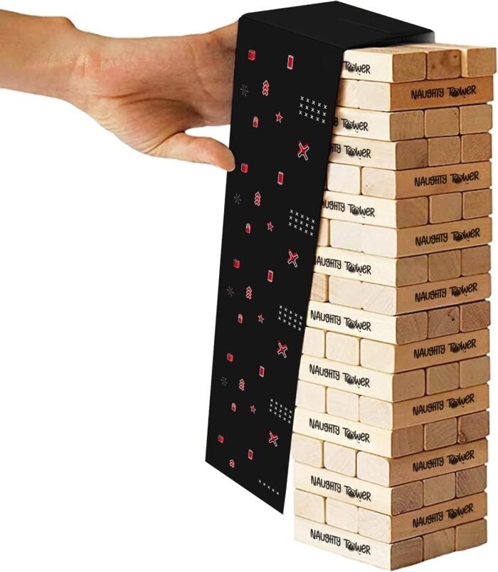 Naughty Tower Stacking Wooden Block Game for Grown Ups – Couple Dare Questions – All Genders & Relationships – Exciting & Pleasing Lust - Couples Date Night Gift - Make Date & Game Night Fun (54 CT) - Image 7