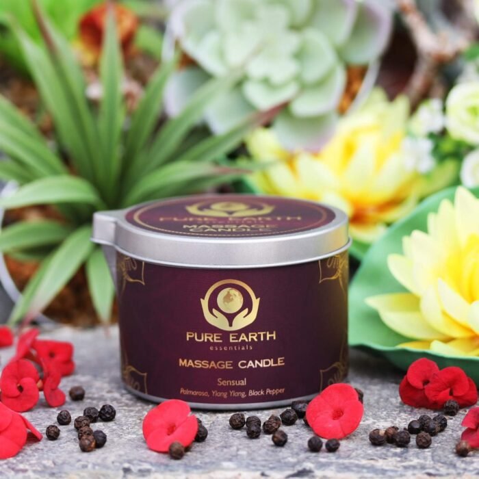 Sensual Massage Candle - Melts to Silky Oil, No Waxy Residue - Skin Moisturizing Body Massage Oil Candles (160 Grams or 6 oz.) - with Palmarosa, Ylang Ylang, Black Pepper by PURE EARTH essentials - Image 8