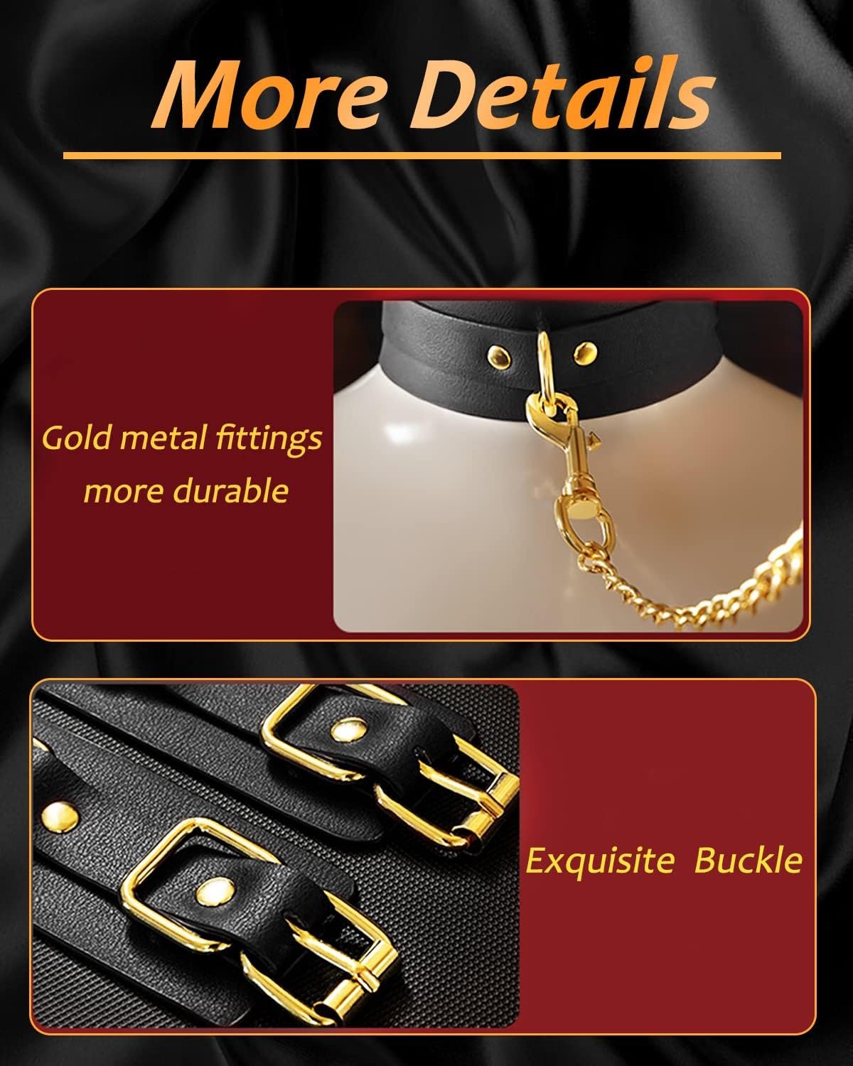 BDSM Sex Bondage Kit: Bondage Restraints 6Pcs Sex Toys Set for Sex, Sexual Handcuffs Ankle Bracelets an Blindfolds BDSM Adult Leather Restraint Set, Bondage Adult Kits BDSM Toys for Couple Sex - Image 6