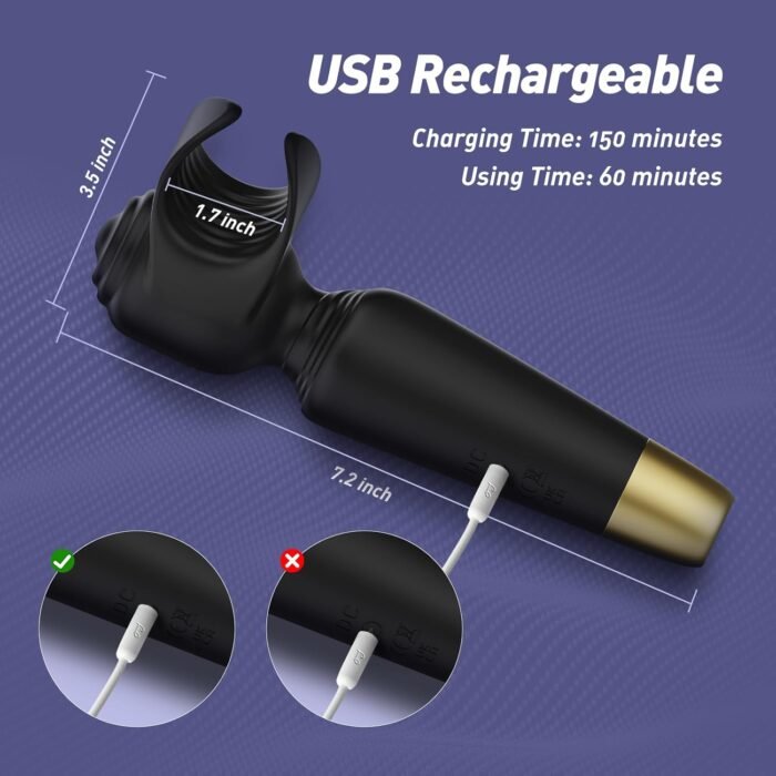Tracy's Dog Wand Vibrator for Men and Couple, 2 in 1 Powerful Male Sex Toys Stroker for Glans Massage, Clitoris Stimulation for Partner Play, Adult Toys for Penis Clitoral Stimulation - Image 7