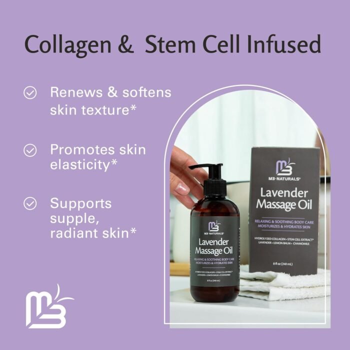 Lavender Massage Oil with Collagen and Stem Cells, Skin Tightening Therapy for Bum, Thighs, and Belly, Fast-Absorbing Cellulite Oil by M3 Naturals - Image 8