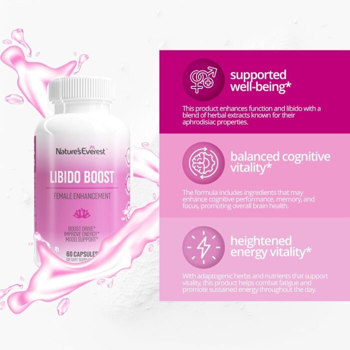 Nature's Everest Premium Libido Booster for Women - Powerful 14X Blend with BioPerine, Ashwagandha, Maca Root, and More | Elevate Drive, Enhance Mood, Hormonal Harmony | Made in USA | 60 Capsules - Image 7