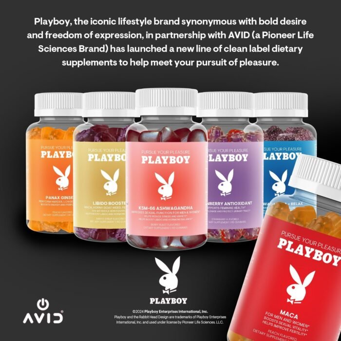 Playboy - Maca Root Gummies for Women and Men (60 Count - Peach Flavored) - Boost Sexual Vitality, Libido, Fertility - Maca Gummies Supplement - 100% Natural, Vegan Non GMO - 4:1 Extract Maca Peruana - Image 7