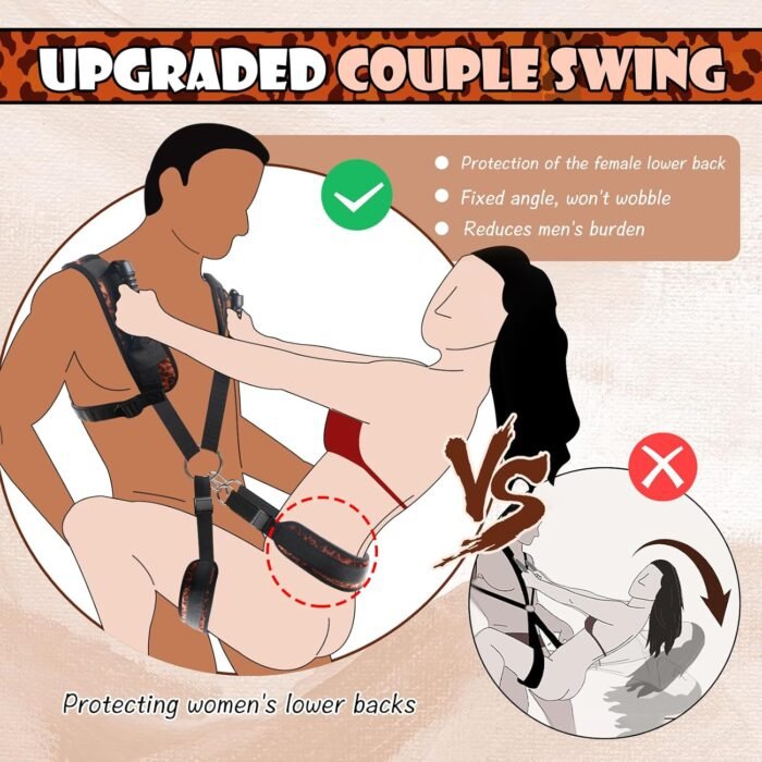 BDSM Sex Bondage Sex Swing with Waist Straps Support,Couples Sex Toys Adjustable Straps Soft Plush Padding Mat,Sex Restraints Love Slings Bondage Gear,Holds up to 300lbs - Image 2