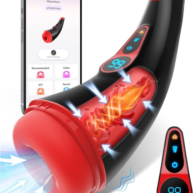Sex Toys for Men Male Masturbator - APP Control Adult Toys Male Masturbators Penis Pump with 9 Sucking & 9 Vibrating, 3D Textured Sleeve Heating Blowjob Mens Sex Toy, LCD Display Pocket Pussy for Men