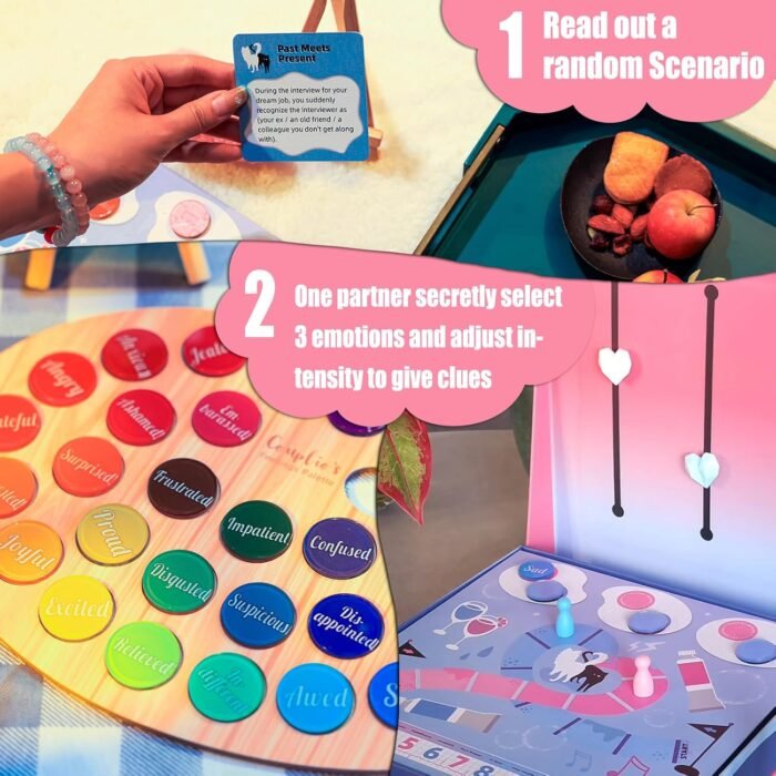 Feelings Palette – Couple Games for Date Night Ideas - Intimacy Relationship - Conversation Starters and Deep Connection Board Game - Question Card Games for 2 Players, Romantic Couple Gifts - Image 2