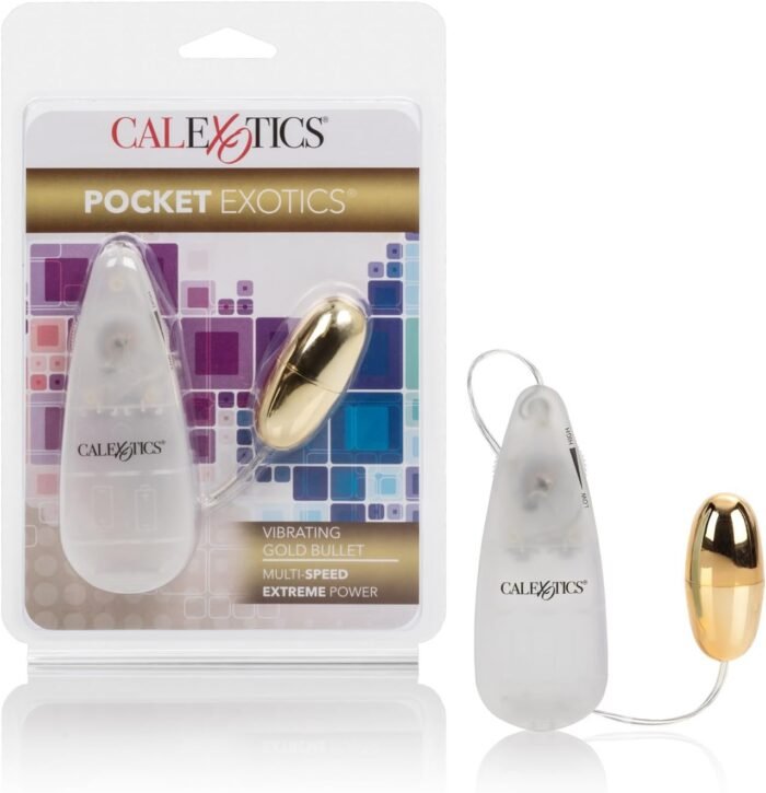 CalExotics Pocket Exotics Wired Bullet Vibrator - Sex Toys for Couples - Adult Vibe Egg Massager - Gold - Image 2