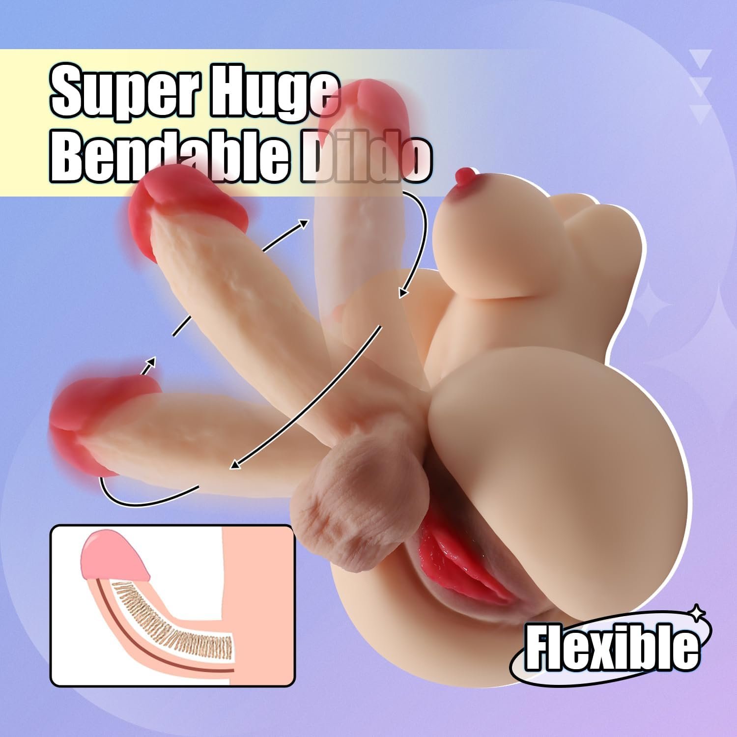 Shemale Sex Doll Torso Dildo Sex Doll for Women Trans Sex Doll with Penis Male Torso Sex Doll with Realistic Flexible Huge Dildo Male Masturbator Adult Sex Toys for Men (3.8LB Flesh) - Image 3