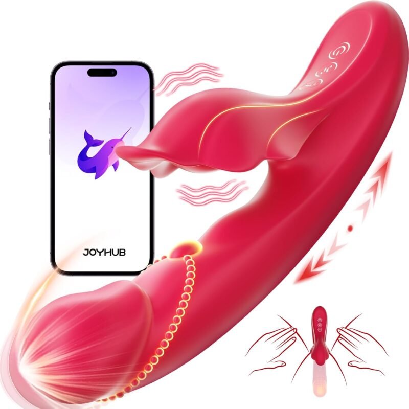 Thrusting Vibrator Dildo Sex Toys - MOOLIGIRL 5IN1 APP Control Women Adult Toys with Heating, 9×10 Modes Rabbit Vibrators for Clitoral G Spot Stimulation, Couples Female Rose Sex Toy for Vagina Anal