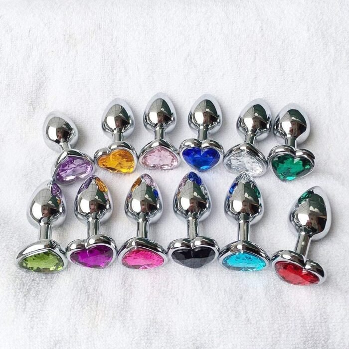 3Pcs Set Luxury Metal Butt Toys Heart Shaped Anal Trainer Jewel Butt Plug Kit S&M Adult Gay Anal Plugs Woman Men Sex Gifts Things for Beginners Couples Large/Medium/Small,Red - Image 4