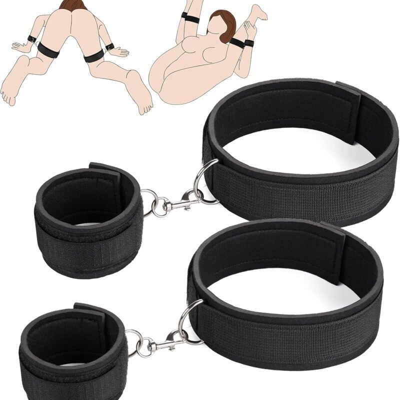 Bondage Restraints Wrist & Thigh Cuffs BDSM Kit, Sex Toys for Couples with Adjustable Leg Straps Handcuffs Adult Toys