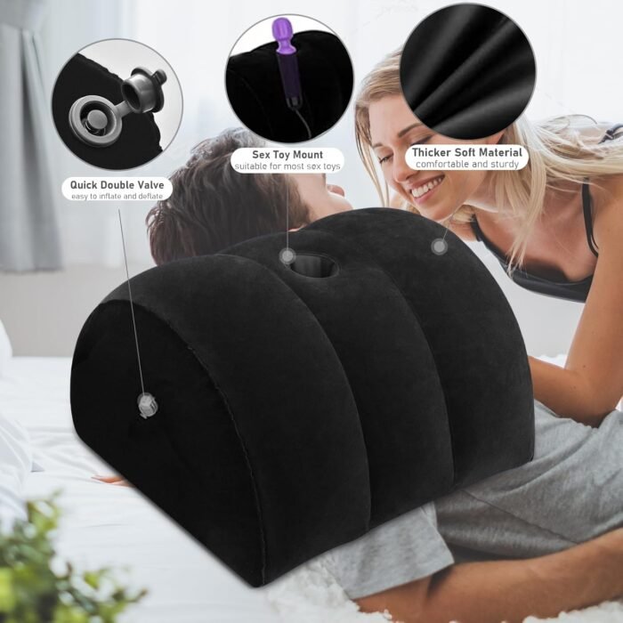 Sex Position Pillow Sex Dice Set-Dildo Pillow Dildo Mount Sex Toys Inflatable Sex Cushion Sex Games for Adult Couples Sex Women G Spot Cushion Sex Furniture Pillow for Couples (Black) - Image 3