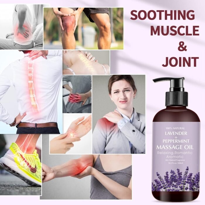 Lavender Massage Oil for Calming, Soothing and Relaxing Muscles Massage Oil for Massage Ideal Body Oil for Skin Moisturizing for Men and Women - Image 3