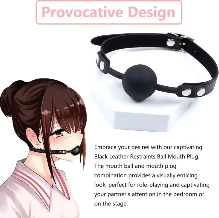 Leather Restraints Ball Mouth Plug Silicone Bondage Ball Gag Silicone Bondage Ball Gag for Sex, BDSM Restraints Toys Sex Gag Muzzles (B3) - Image 6