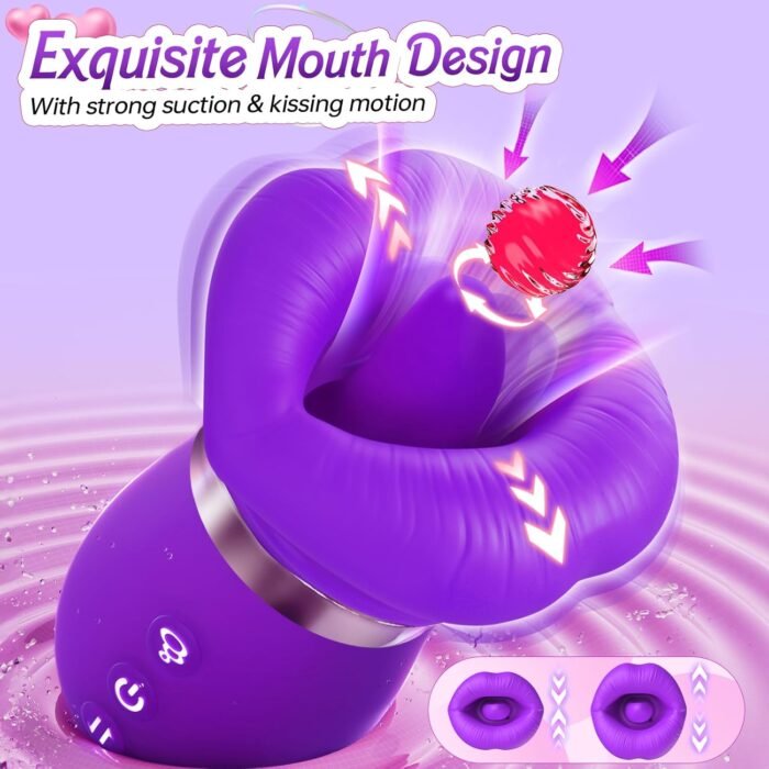 Sucking Vibrator Womens Sex Toys - Sovokn 5IN1 Mouth Vibrators Rose Sex Toy, 10 Tongue Licking, 3 Auto & 1 Manual Sucking Adult Toys New APP, Anal Clit Nipple Vibrators Female Couples Sex Toys, Purple - Image 3