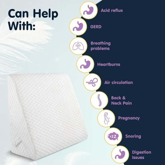 Adjustable Bed Wedge Pillow for Sleeping - Wedge Pillow for Sleep Apnea, Gerd, Acid Reflux Relief, Post Surgery - Foam Wedge Pillow for Back Pain Relief, Sleep Apnea Pillow Wedge or for Seniors - Image 7