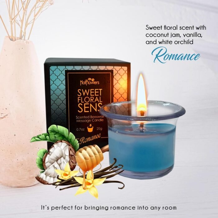 Hot Flowers Beeswax Body Scented Massage Candle Set - Low Heat Oil Warmer - Skin Safe Moisturize - Set of Three 0.7 oz Each - Romance Sweet Floral, Charm Fruit, Love Floral - Image 5