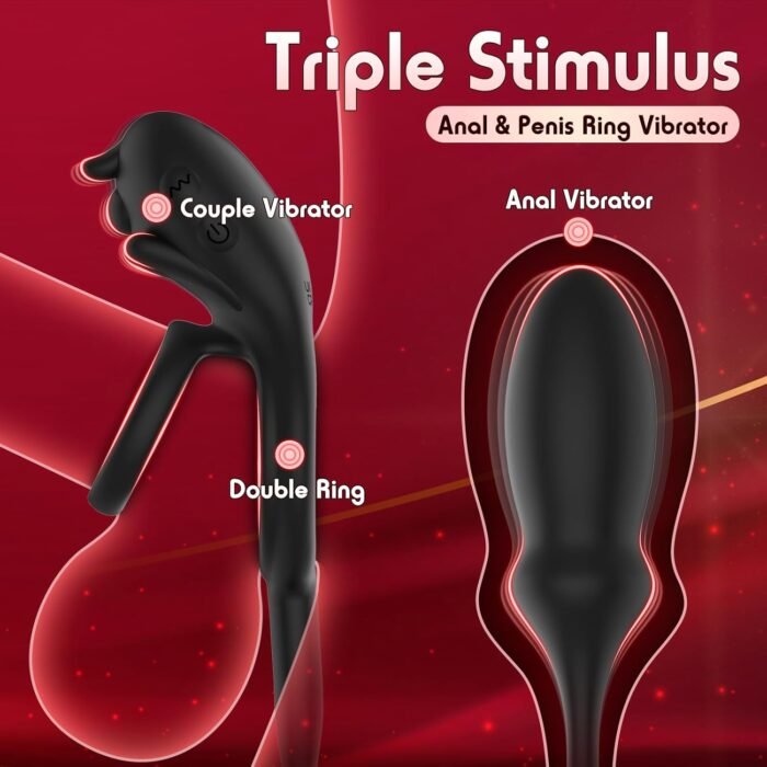 Vibrating Cock Ring with Anal Plug, Penis Ring with Remote Control 10 Vibrations for Erection Enhancing, Male Rose Rabbit Clitoral Bullets Butt Plug Vibrator, Adult Sex Toys for Men or Couples - Image 4