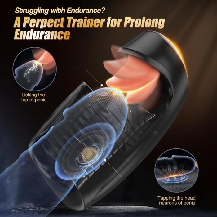 Male Sex Toys for Men - baiwatt Male Masturbator Penis Training Vibrator, 10 Tongue-Licking & Tapping & Vibrating Sex Toy Male Stroker Trainer, Mens Sex Machine Masturbators Adult Sex Toys & Game - Image 2