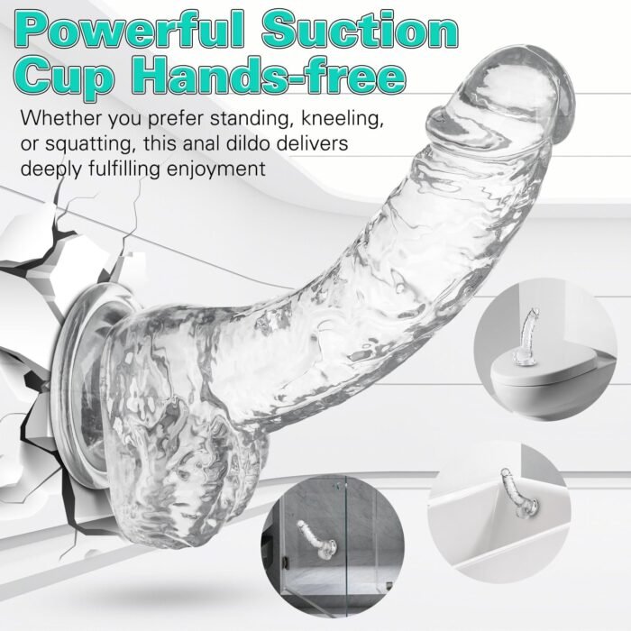 Clear Realistic Dildo, 8.55 Inch Feels Like Skin Body-Safe Material, with Strong Suction Cup for Hands-Free Play, Adult Sex Toys Suitable for Women Men Gay ＆ Couple - Image 4