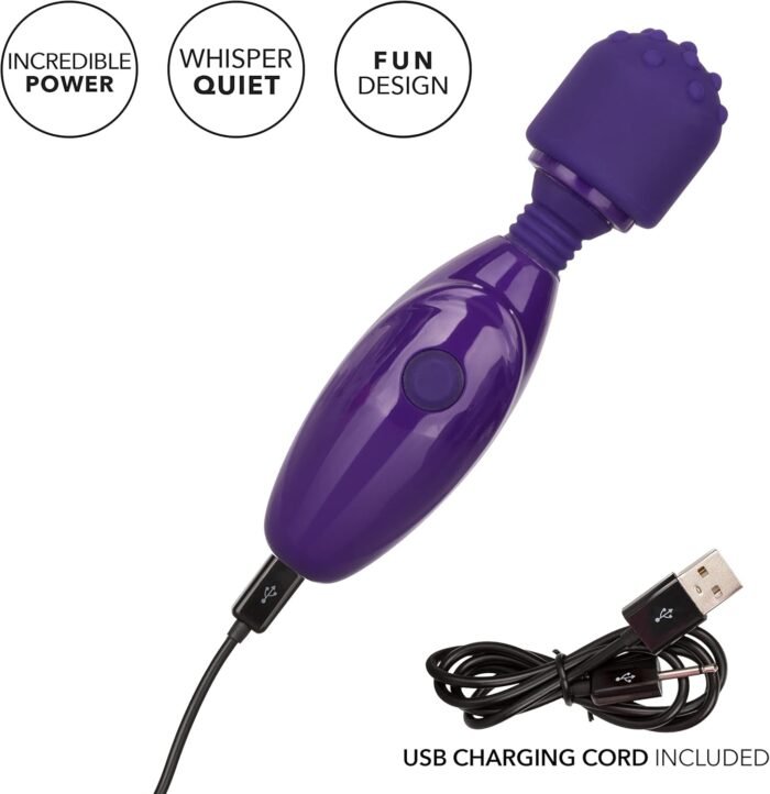 CalExotics Tiny Teasers Nubby - Waterproof Bullet Vibrator with Removable Tip - Adult Toys for Couples - Pocket Vibrator with Nubbed Tip - Purple - Image 5