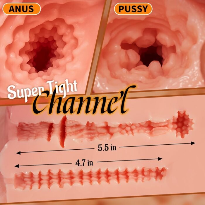 11LB Realistic Male Masturbator with Virgin Vagina and Anal, Life-Sized Pussy Ass Masturbator Sex Toys for Men Masturbation, Realistic Stroker with 2 Hole for Man Orgasm (Flesh) - Image 3