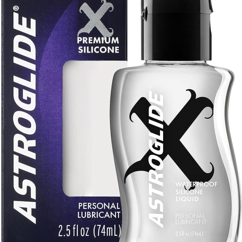 Astroglide Silicone Lube (2.5oz), X Premium Personal Lubricant, Uber Long-Lasting Silky Sex Lube, Waterproof for Wet Water Play, Travel-Friendly Size