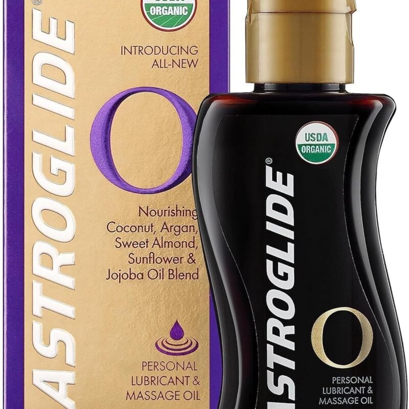 Astroglide Sensual Massage Oil and Lube (4oz), O Organic Essential Oil Based Hydrating Personal Lubricant, USDA Certified Organic